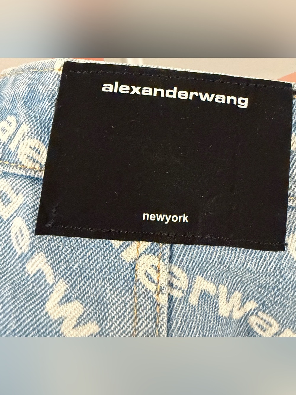 Alexander Wang Light Blue Logo-Print Straight-Leg Jeans